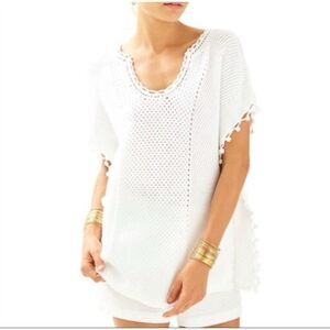 Lilly Pulitzer Keating Short Sleeve Knit Poncho in White